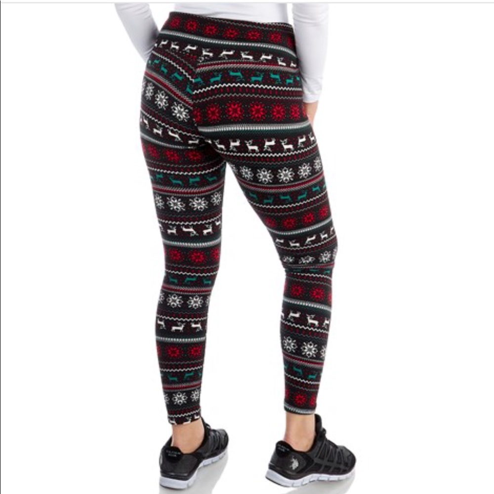 Junior’s High Waist Reindeer Fleece Leggings n34